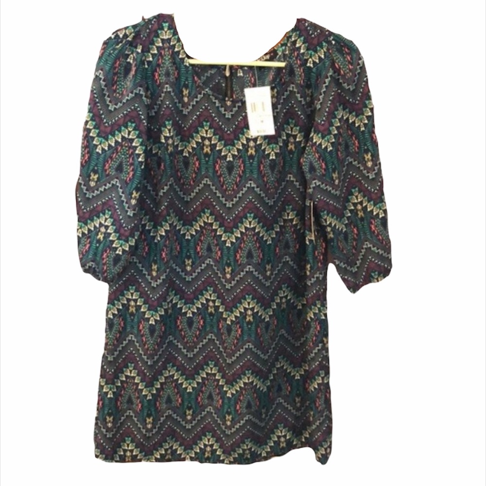 NWT BeBop green chevron dress medium